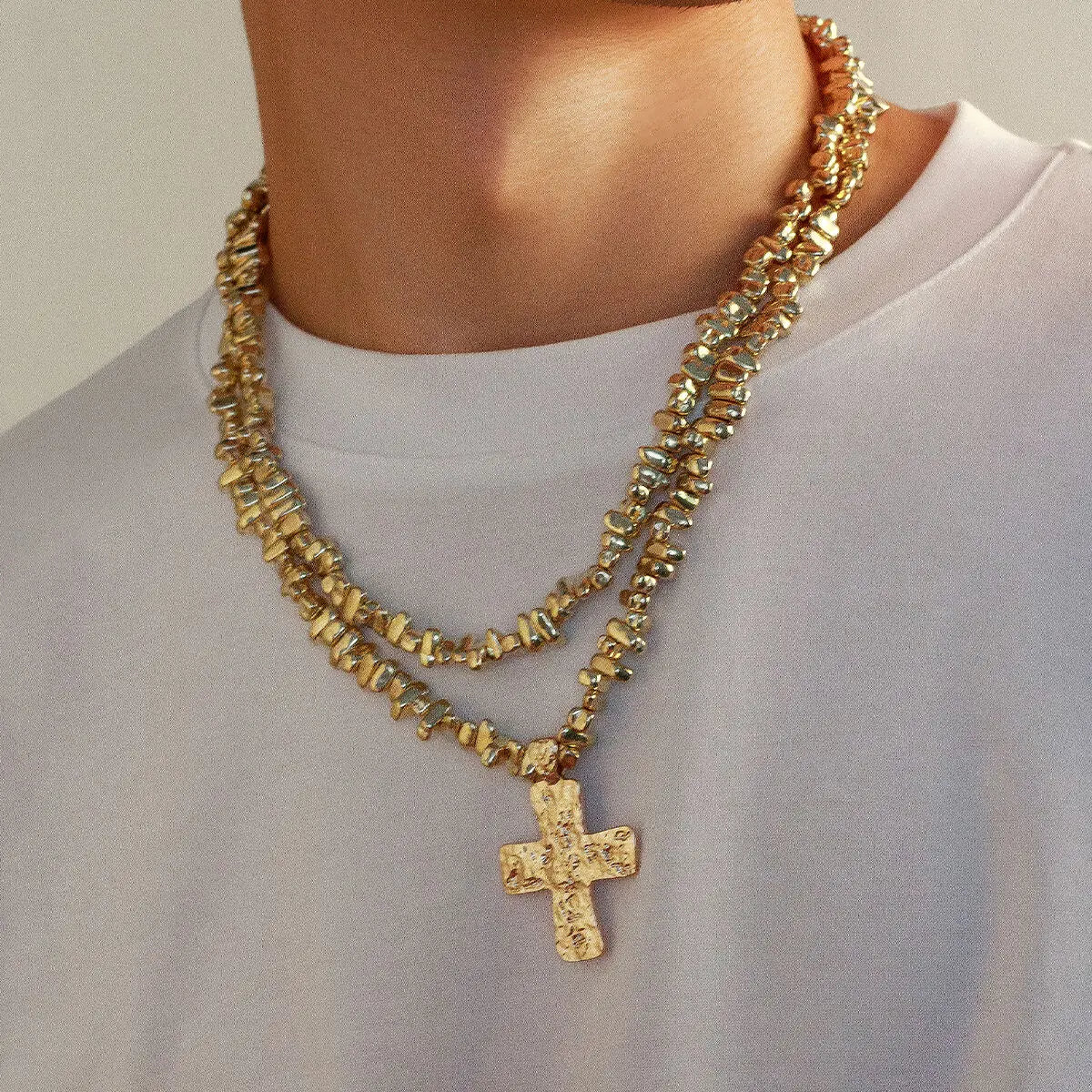 2Pcs/Set Creative Irregular CCB Beads Cross Chain