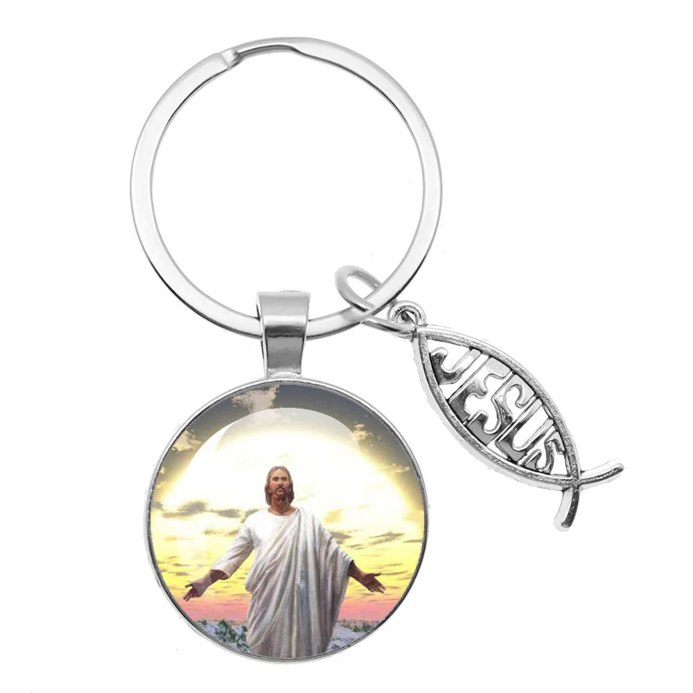 I Love Jesus Symbol Fashion Keychain Holder Handmade