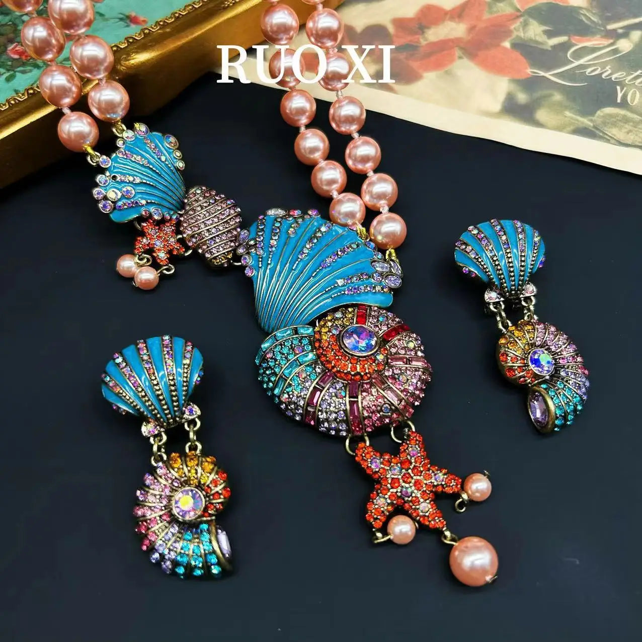 New Vintage Large Flower Necklace/Earrings
