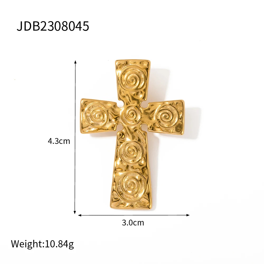 Stainless Steel 18K Gold Plated Trendy Cross NECKLACES AND EARRINGS