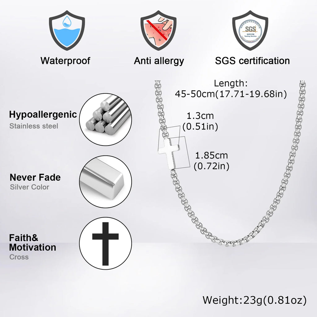 Sideway Cross Necklace Stainless Steel