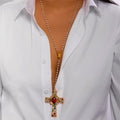 Vintage Water Drop Zircon Cross Pendant Necklace