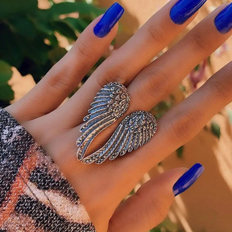 Retro Angel Wings Large Ring