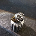 Retro Lion Golden Ivy Vine Adjustable Open Ring
