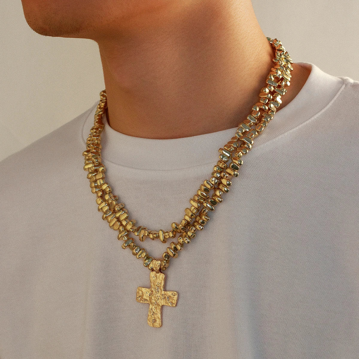 2Pcs/Set Creative Irregular CCB Beads Cross Chain
