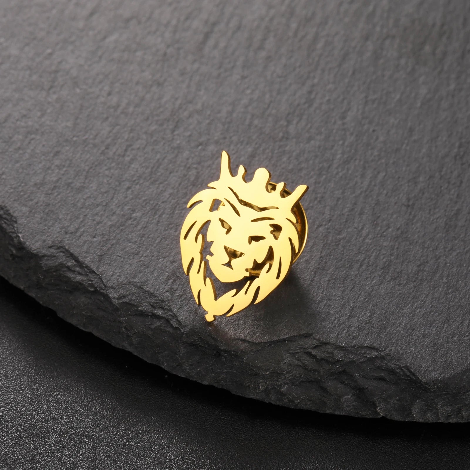 Crown Lion Pin Stainless Steel
