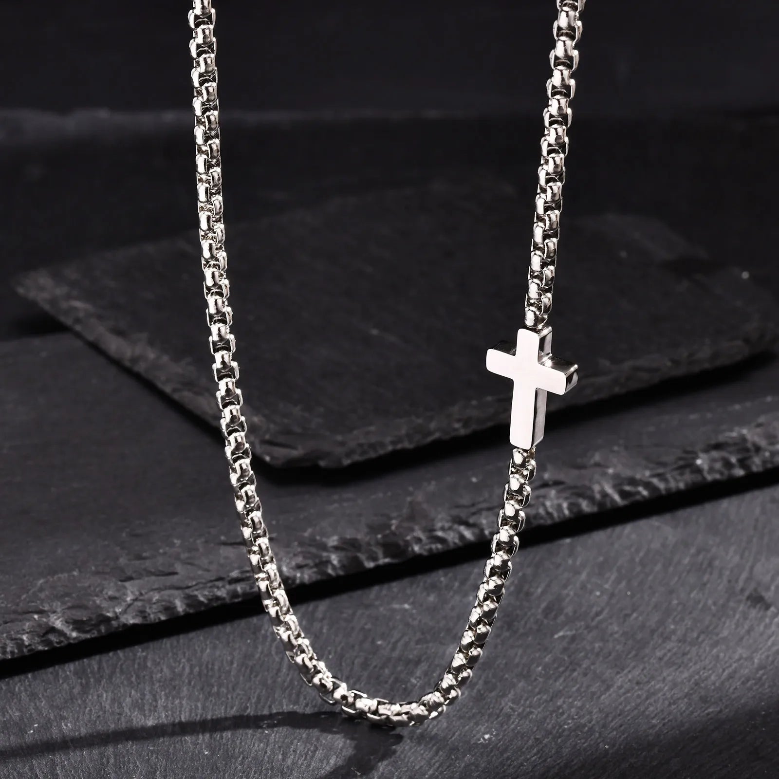 Sideway Cross Necklace Stainless Steel