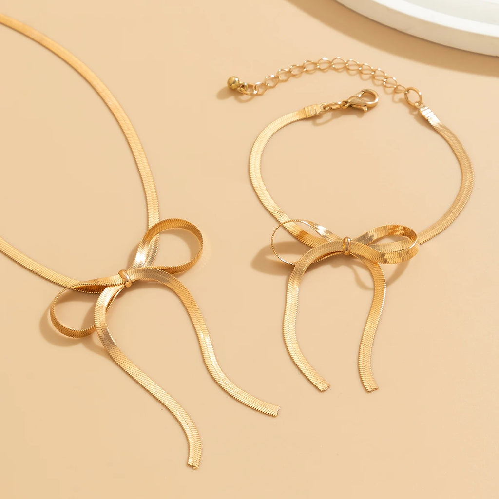 Snake Chain Short Necklace Creative Bow Choker
