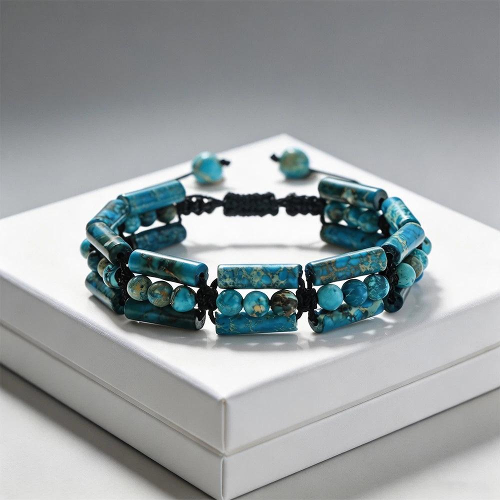 Handmade Woven 4mm Natural Stone Bracelets Emperor Beaded Adjustable
