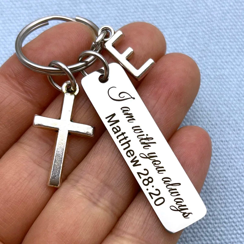 I Am Always with You Stainless Steel Laser Engraved Keychain Scripture Gifts Quote Bible Verse Gift Christian Jewelry
