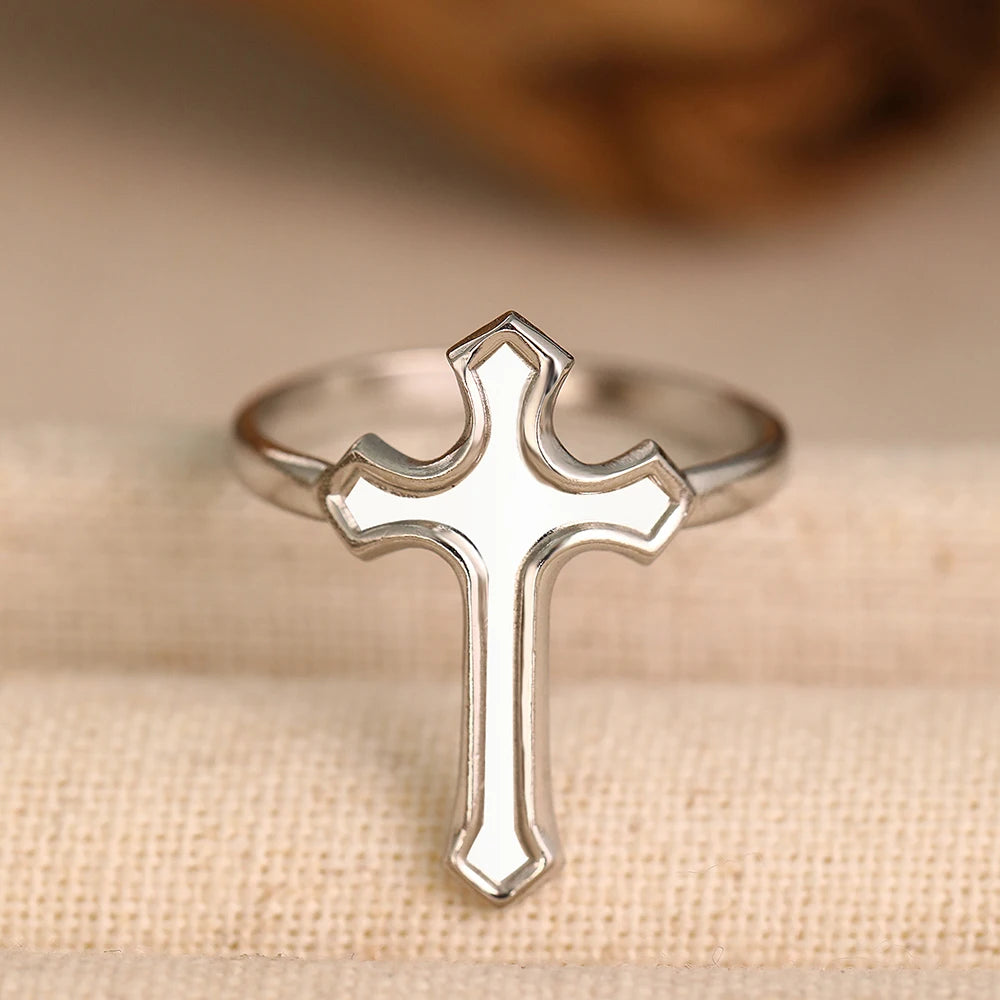 Golden Cross Stainless Steel Ring