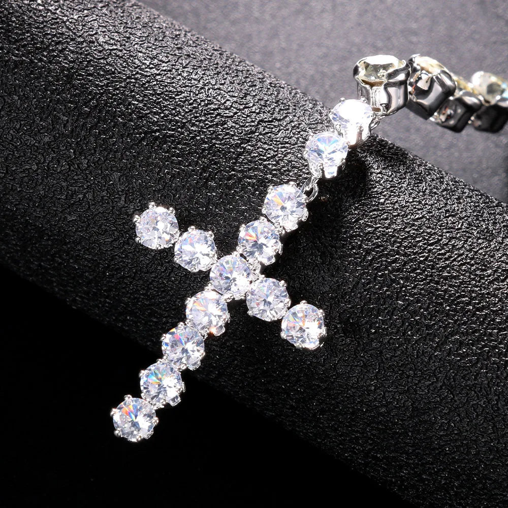 Cross Pendant Rhinestone Necklace