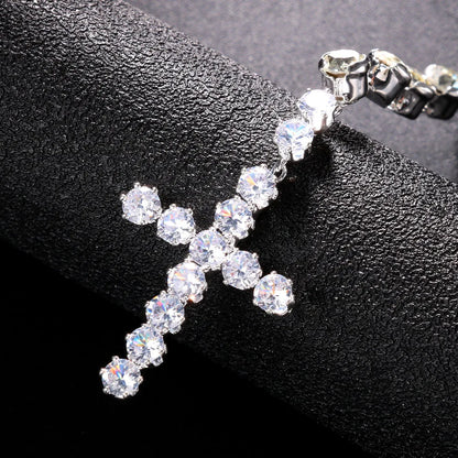Cross Pendant Rhinestone Necklace