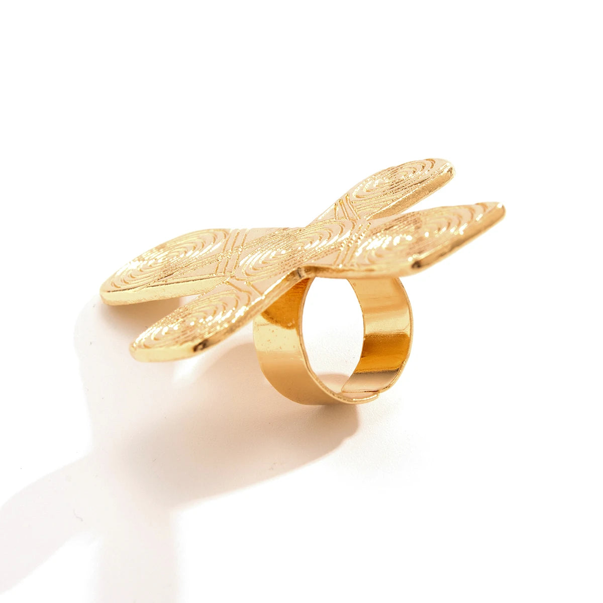 Exaggerated Metal Big Spiral Pattern Cross Ring