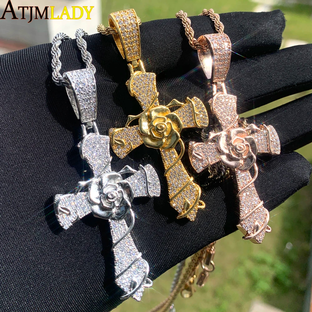 New Iced Out Cross Pendants and Coordinating Chain Options