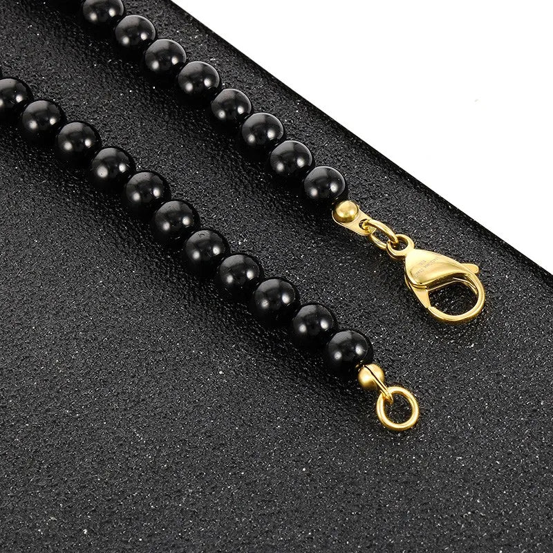 Agate Beads Chain with Lion Pendant