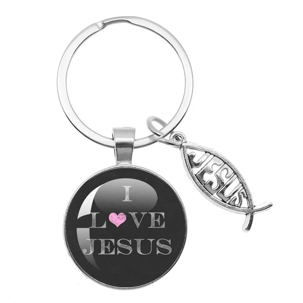 I Love Jesus Symbol Fashion Keychain Holder Handmade