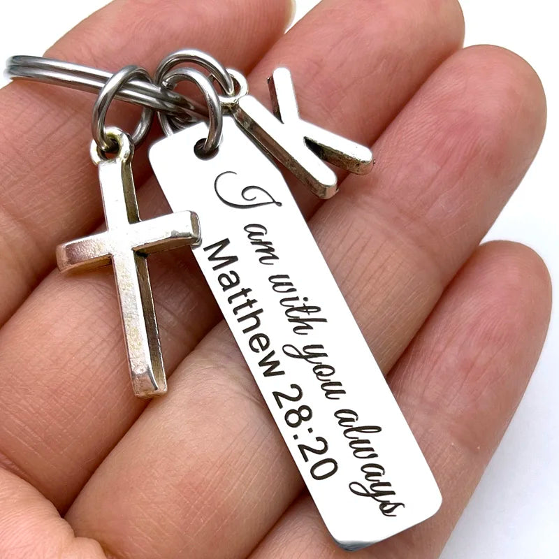I Am Always with You Stainless Steel Laser Engraved Keychain Scripture Gifts Quote Bible Verse Gift Christian Jewelry