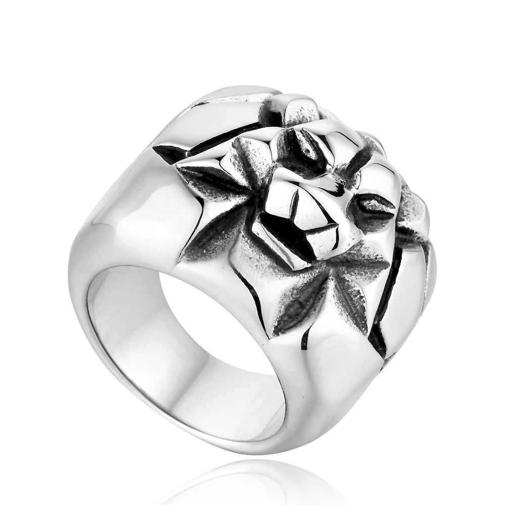 Factory Wholesale Lion Head Ring for Men Gothic Punk Stainless Steel Animal King Jewelry Masculine Wholesale Accessories