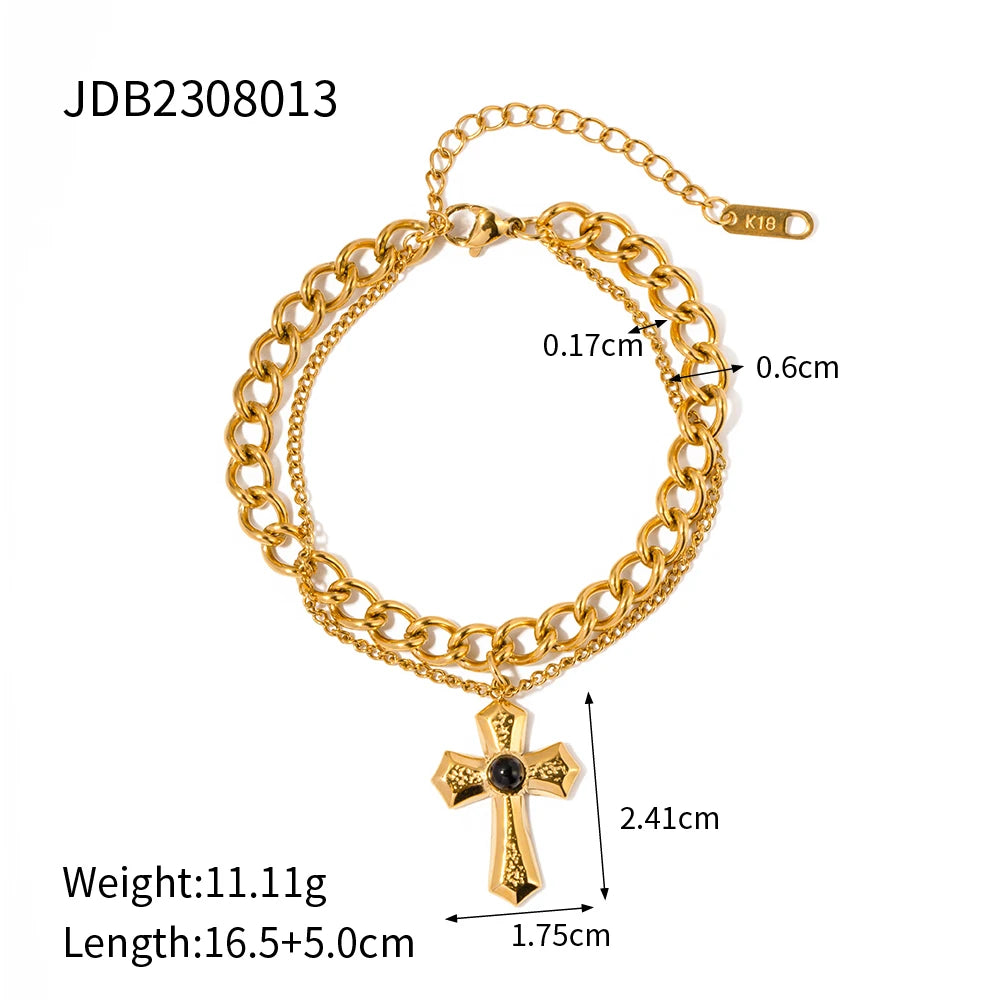 Stainless Steel 18K Gold Plated Trendy Cross NECKLACES AND EARRINGS