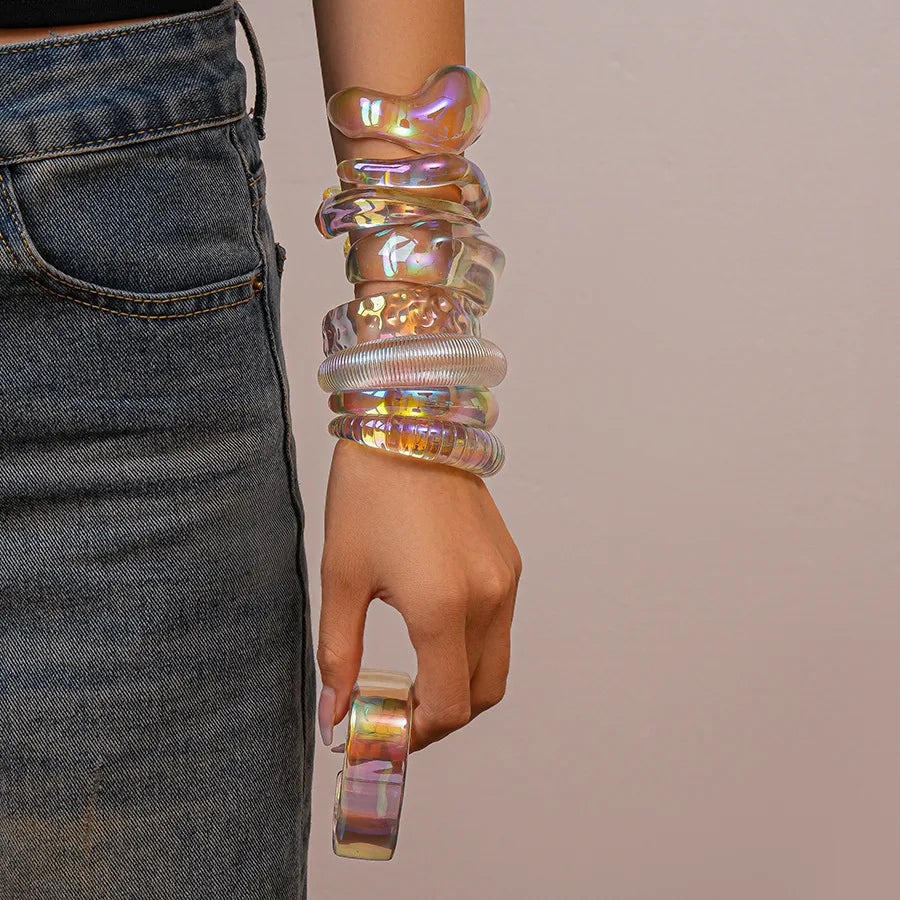 Transparent Colorful Acrylic Opening Bangle