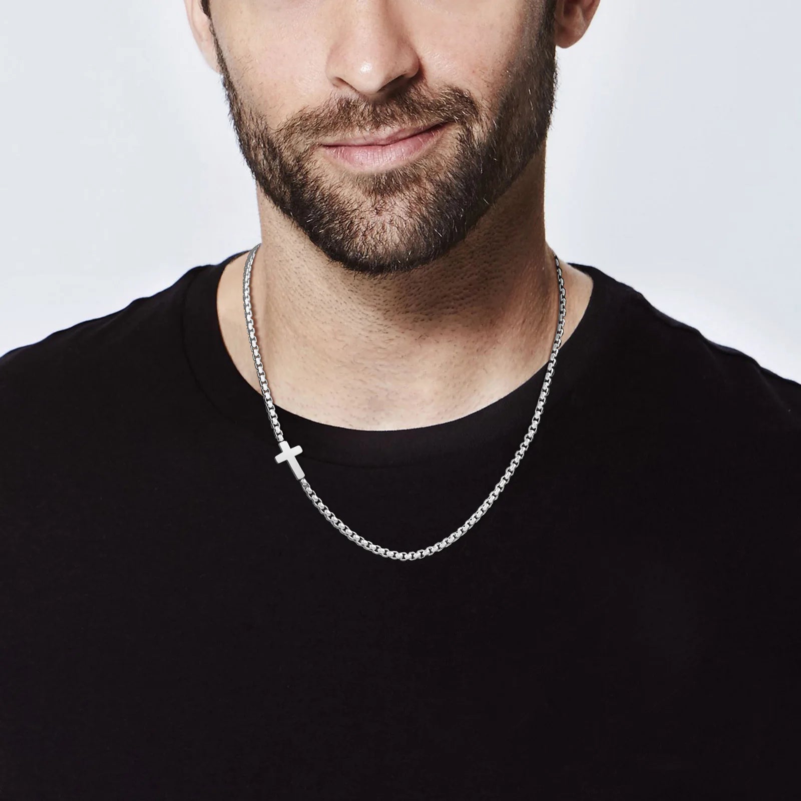 Sideway Cross Necklace Stainless Steel