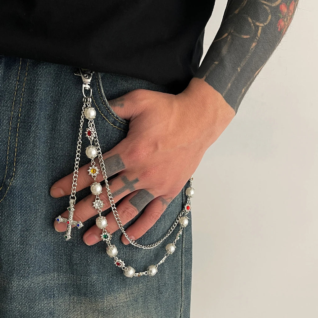 Punk Cross Jesus Pendant Keychain Belt