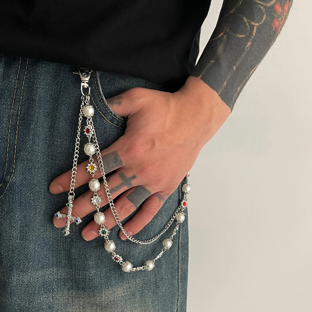 Punk Cross Jesus Pendant Keychain Belt