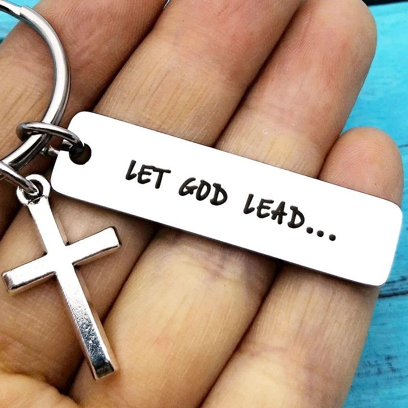 Let God Lead Cross Key Chain