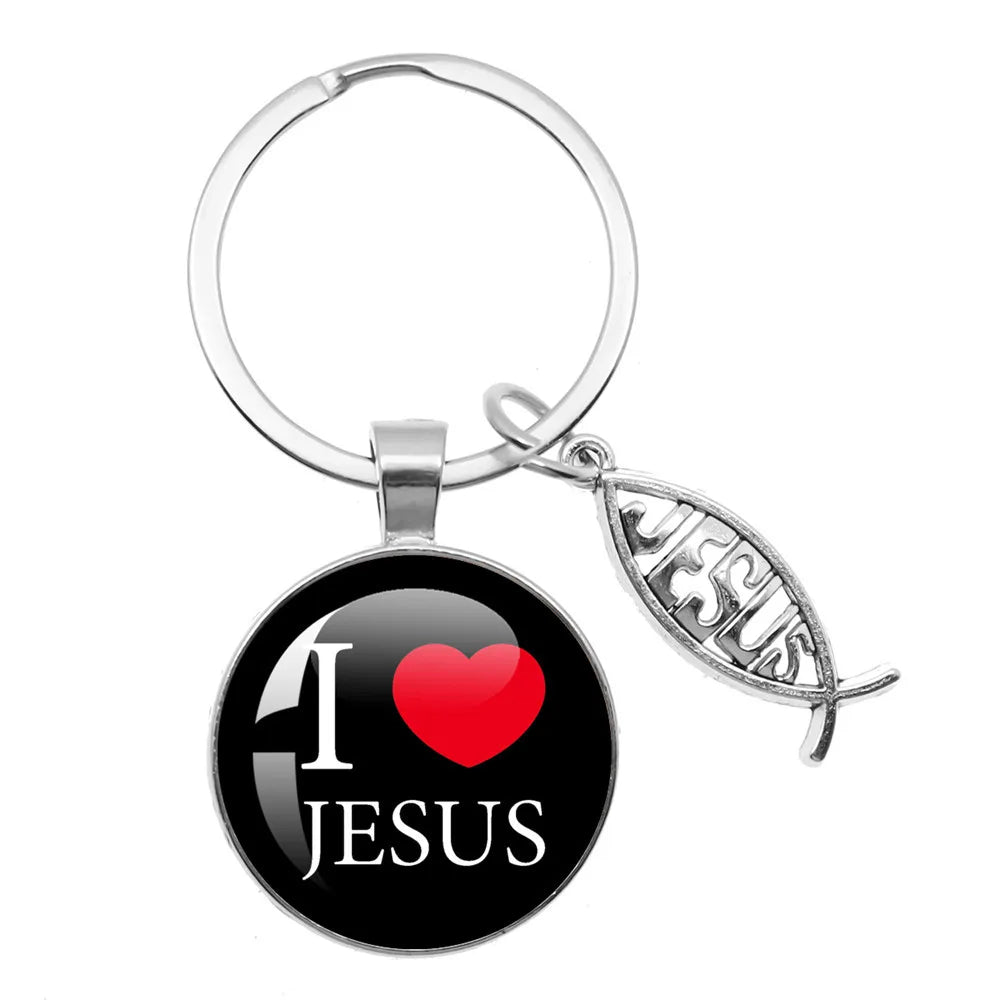I Love Jesus Symbol Fashion Keychain Holder Handmade