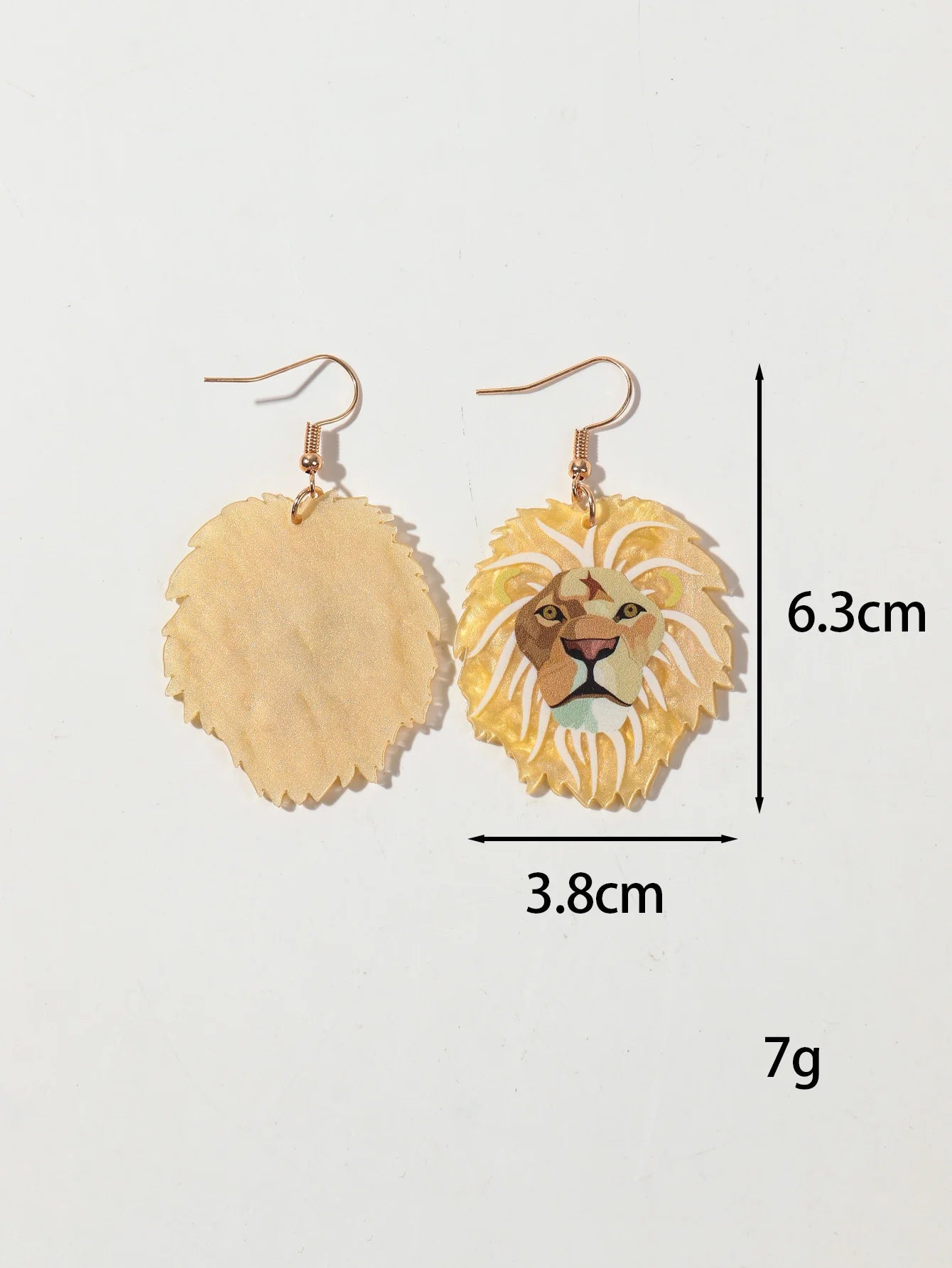 Lion Acrylic Print Drop Earrings