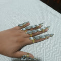 5-piece square crystal rhinestone "Lion Claw" rings