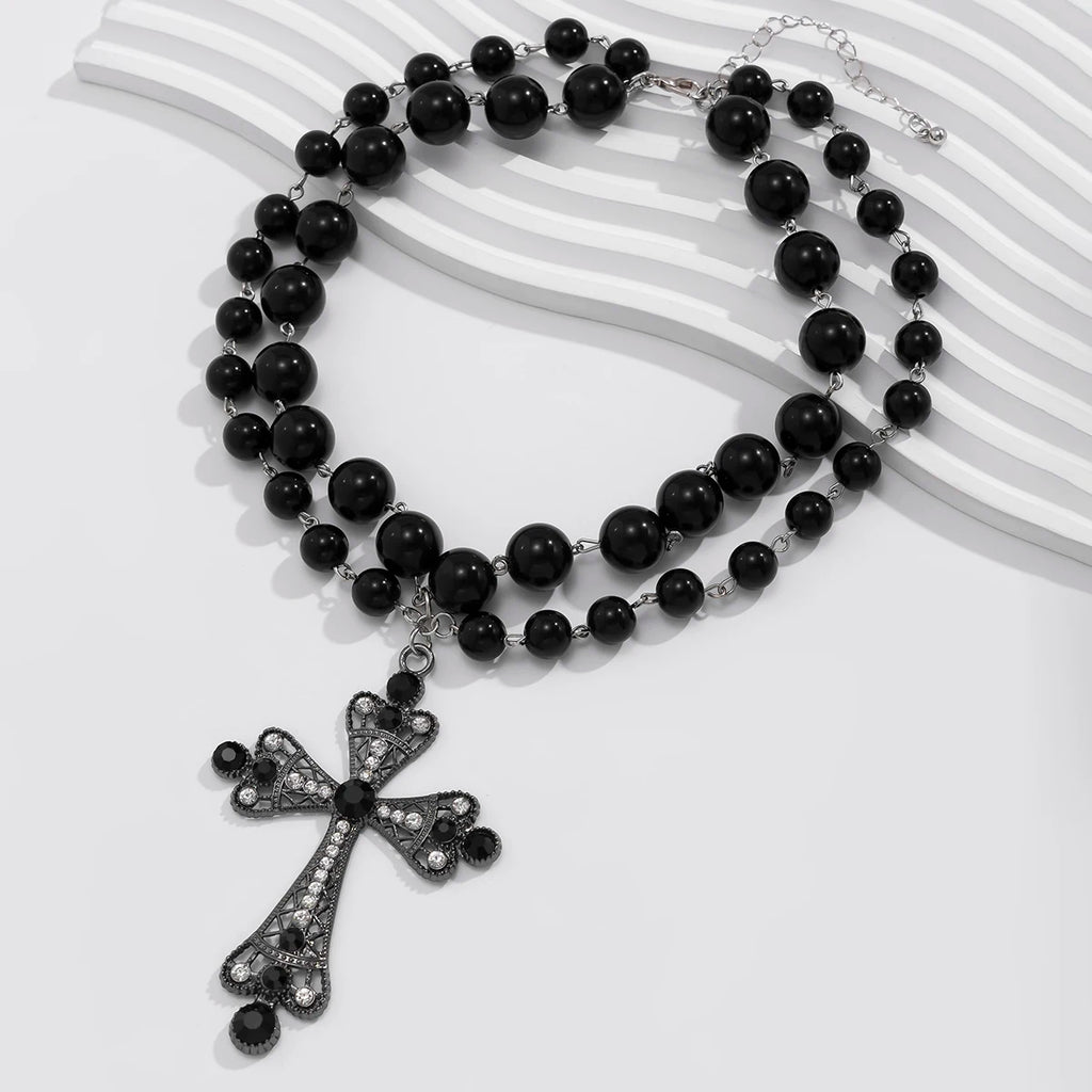 Large Cross Pendant Pearl Choker Design