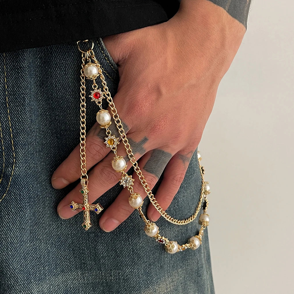 Punk Cross Jesus Pendant Keychain Belt