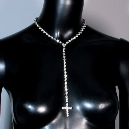 Cross Pendant Rhinestone Necklace