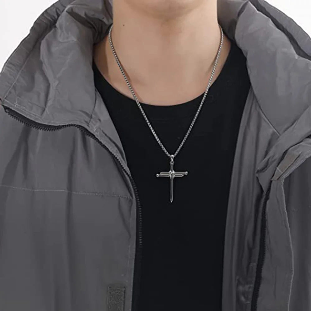 Stainless Steel Nail Cross Necklace