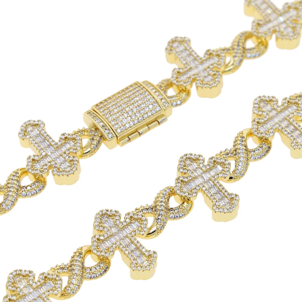 New Iced Out Cross Infinity Charm Bracelet