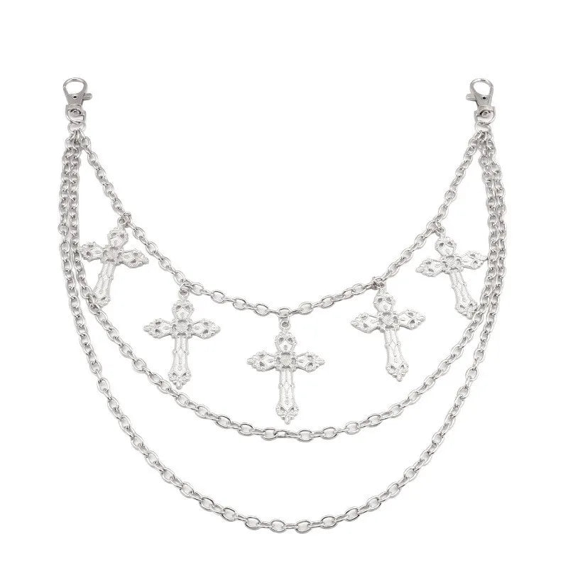 Hip Hop Cross Charm Layered Chain