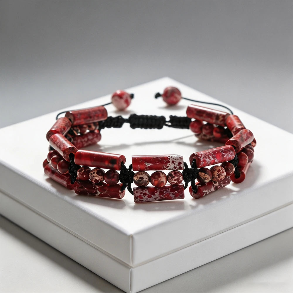 Handmade Woven 4mm Natural Stone Bracelets Emperor Beaded Adjustable