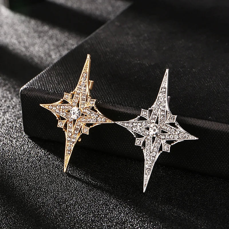 High-end Crysatal Rhinestone Star Lapel Pin