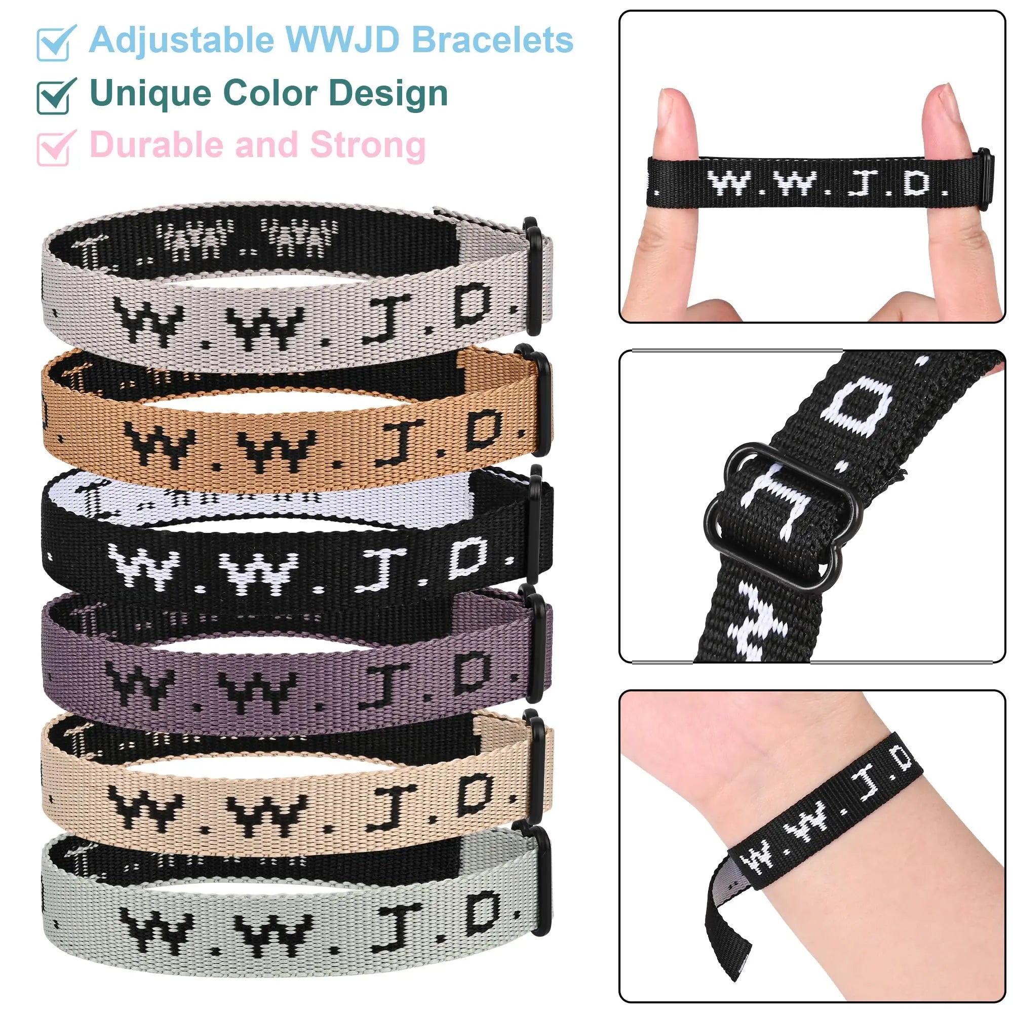 WWJD Pack of Adjustable Bracelets