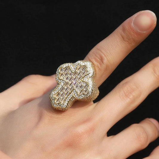UWIN Baguettecz Cross Rings for Men Iced Out Bling Cubic Zirconia Rings Fashion Hip Hop Jewelry for Gift