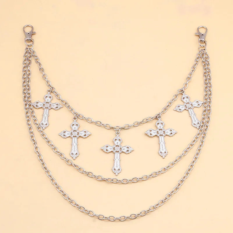 Hip Hop Cross Charm Layered Chain