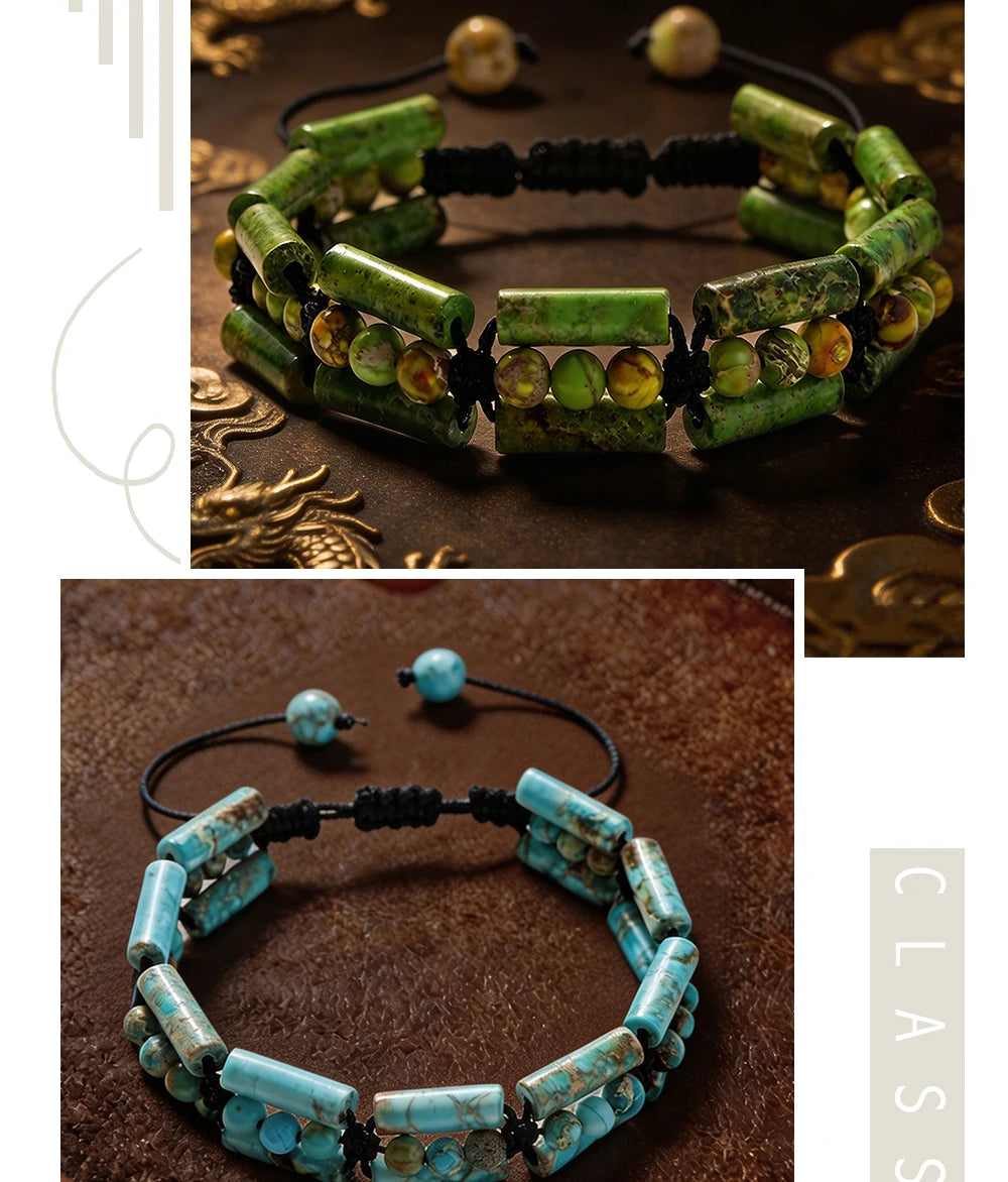 Handmade Woven 4mm Natural Stone Bracelets Emperor Beaded Adjustable