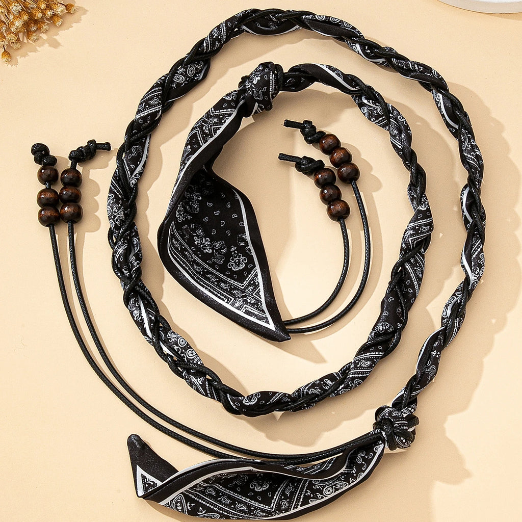Necklace with a High-End Bohemian Ethnic Style Woven Silk Scarf