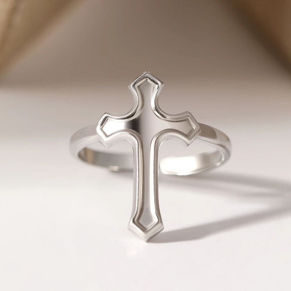 Golden Cross Stainless Steel Ring