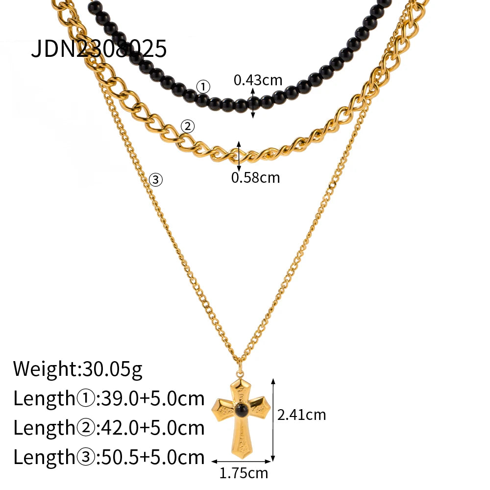 Stainless Steel 18K Gold Plated Trendy Cross NECKLACES AND EARRINGS
