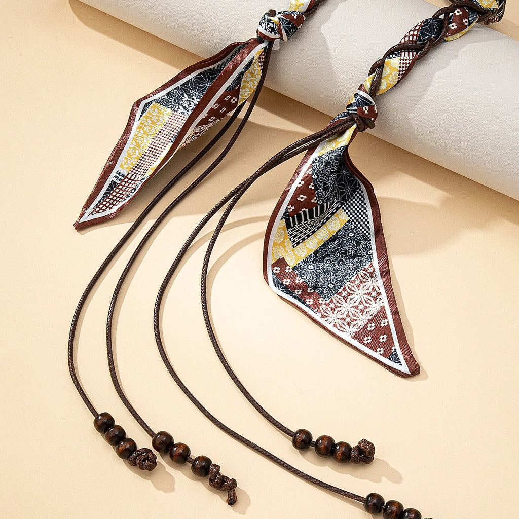 Necklace with a High-End Bohemian Ethnic Style Woven Silk Scarf