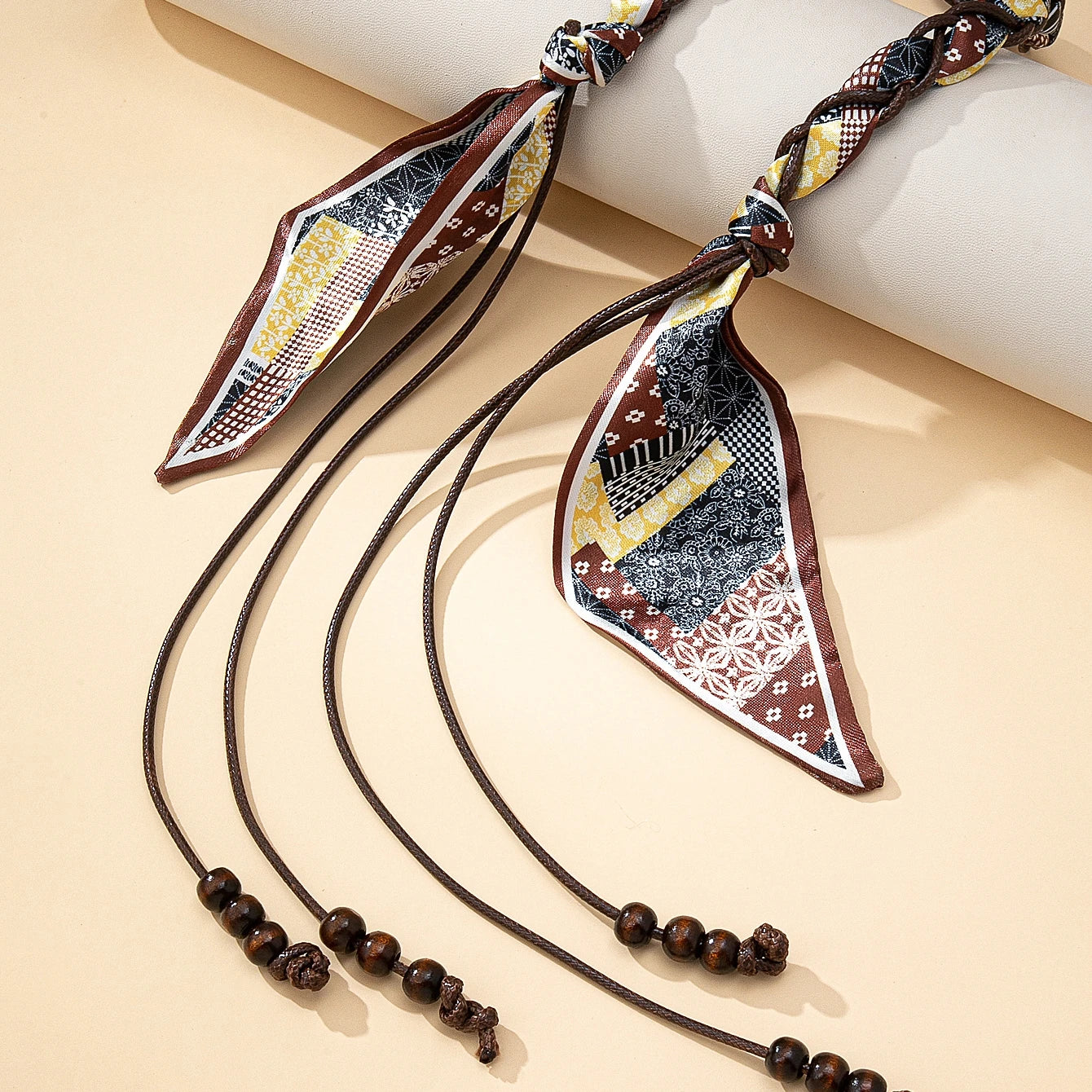 Necklace with a High-End Bohemian Ethnic Style Woven Silk Scarf