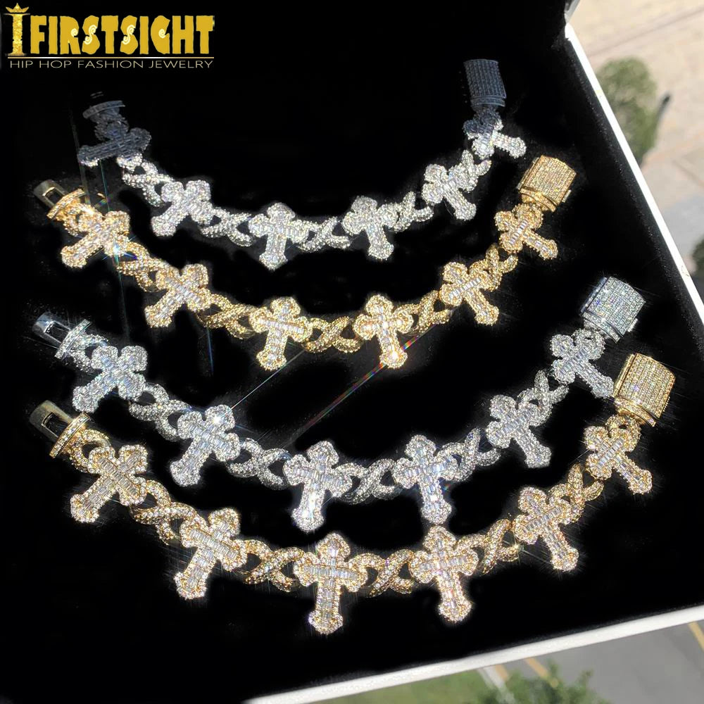 New Iced Out Cross Infinity Charm Bracelet